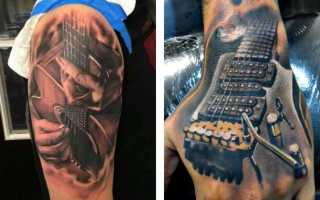 Тату гитара — эскизы и значение татуировки для девушек и мужчин, где разместить (на руке, плече), прикольные фото работ